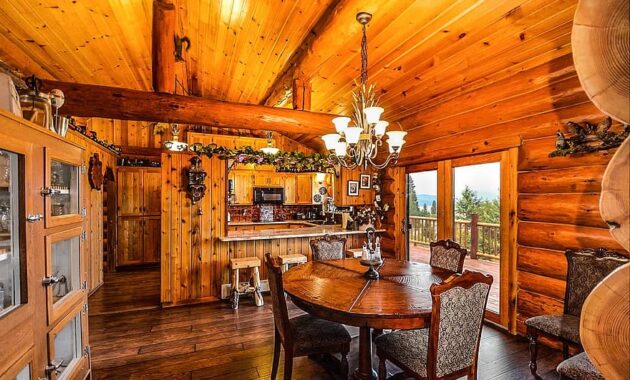 rustic kitchen logs log home house rural interior architecture