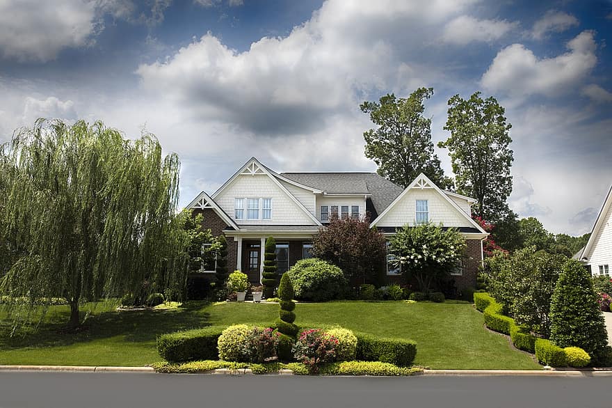 house residence home front exterior suburban house suburbs lawn grass