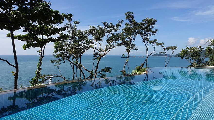 swimming pool ocean modern design luxury relaxation leisure landscape