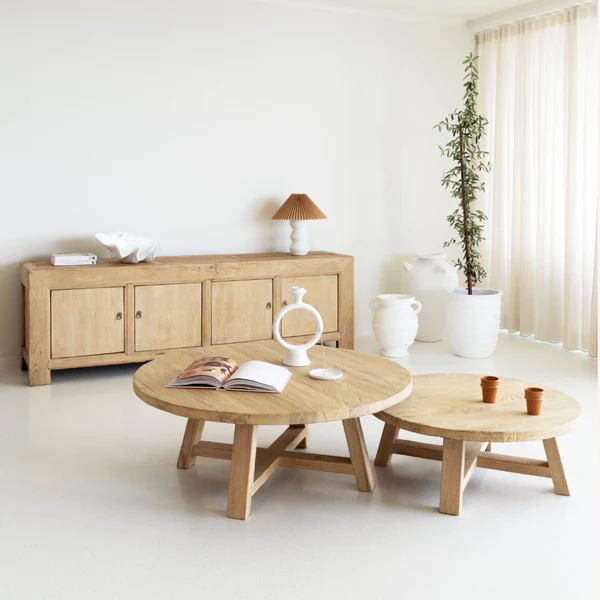 minimalist look round double coffee table ideas